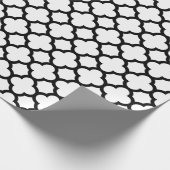 Zwart-wit Quatrefoil Gift Wrapping Paper Cadeaupapier (Hoek)