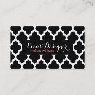 Zwart-wit Quatrefoil Ikat Geometric Pattern Visitekaartje