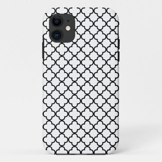 Zwart-wit Quatrefoil-overlooppatroon Case-Mate iPhone Case (Achterkant)