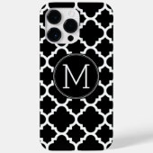 Zwart-wit Quatrefoil Patroon - Aangepast monogram Case-Mate iPhone Case (Achterkant)