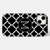 Zwart-wit Quatrefoil Patroon - Aangepast monogram Case-Mate iPhone Case (Achterkant (horizontaal))