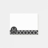 Zwart-wit Quatrefoil Patroon - Aangepast monogram Post-it® Notes (Voorkant)