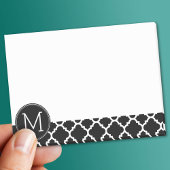 Zwart-wit Quatrefoil Patroon - Aangepast monogram Post-it® Notes