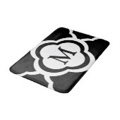 Zwart & Wit Quatrefoil Personaliseren Monogram Badmat (Gekanteld)