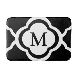 Zwart & Wit Quatrefoil Personaliseren Monogram Badmat