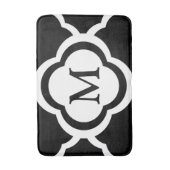 Zwart & Wit Quatrefoil Personaliseren Monogram Badmat (Voorkant Verticaal)