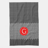 Zwart-wit Quatrefoil Red Accent Theedoek (Verticaal)