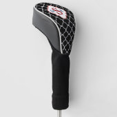 Zwart Wit Quatrefoil Rood Monogram Golfheadcover (Schuin)