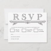 Zwart & Wit Quatrefoil Wedding RSVP Kaarten Kaartje (Voorkant)