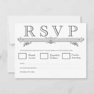 Zwart & Wit Quatrefoil Wedding RSVP Kaarten Kaartje