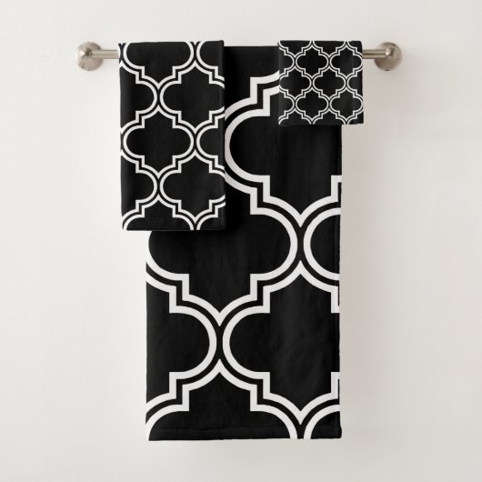 Zwart-wit Quatrefolie Bad Handdoek (Insitu)
