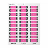 Zwart-wit Quatrefolie met Hot Pink Etiket (Full Sheet)