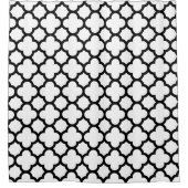 Zwart-wit Quatrefoliepatroon Douchegordijn (Voorkant)