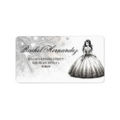 Zwart & Wit Quinceañera Meisje Etiket (Voorkant)