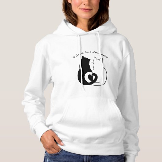 Zwart-wit Quote Love Couple Hoodie (Voorkant)
