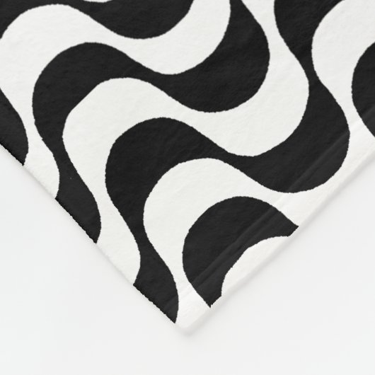 Zwart-wit R.J. Waves Fleece Deken (Hoek)
