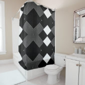 Zwart-wit Race Patroon Douche Gordijn (In situ)