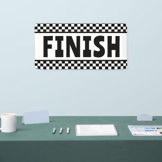 Zwart-wit Racing Finish Line Banner (Beurs)