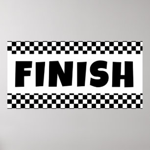 Zwart-wit Racing Finish Line Banner Poster