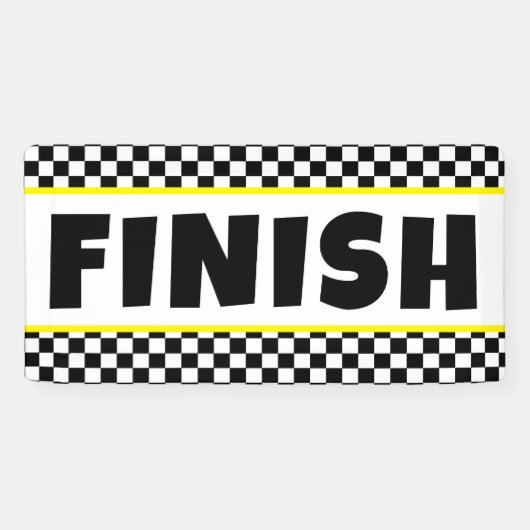 Zwart-wit Racing Finish Line Banner | Ras D (Horizontaal)