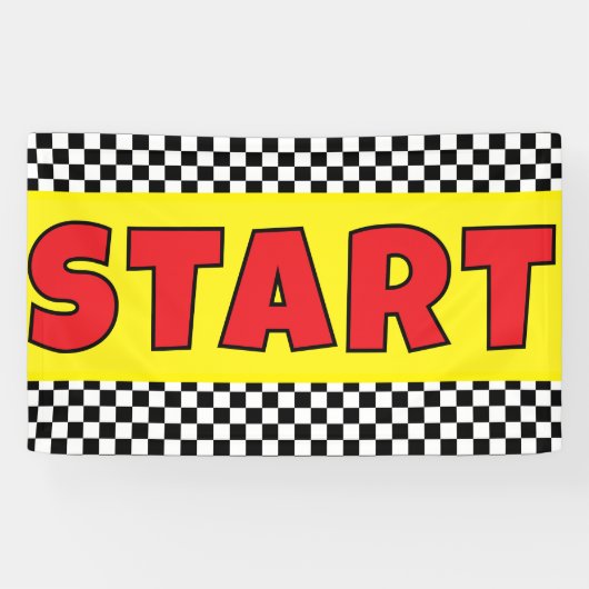 Zwart-wit Racing START Lijn Banner (Horizontaal)