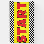 Zwart-wit Racing START Lijn Banner (Verticaal)