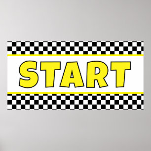 Zwart-wit Racing START Lijn Banner Poster