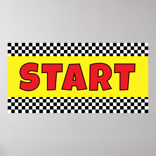 Zwart-wit Racing START Lijn Banner Poster (Voorkant)