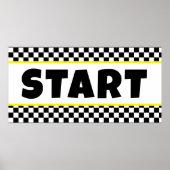 Zwart-wit Racing START Line Banner Poster (Voorkant)