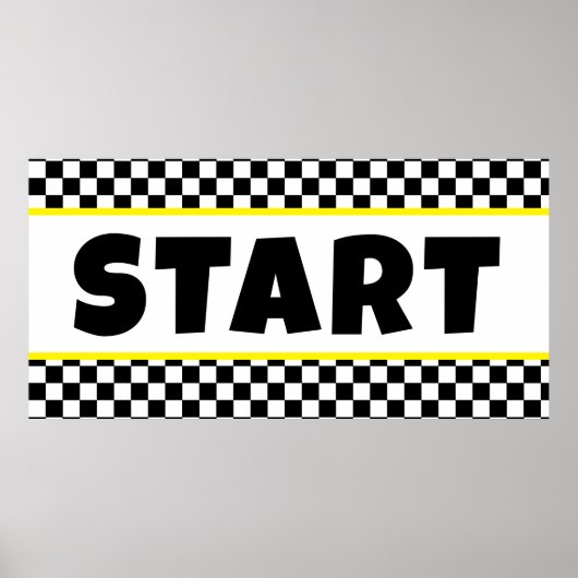 Zwart-wit Racing START Line Banner Poster (Voorkant)