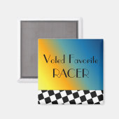 Zwart-wit racingruitpatroon magneet (Voorkant / Achterkant)