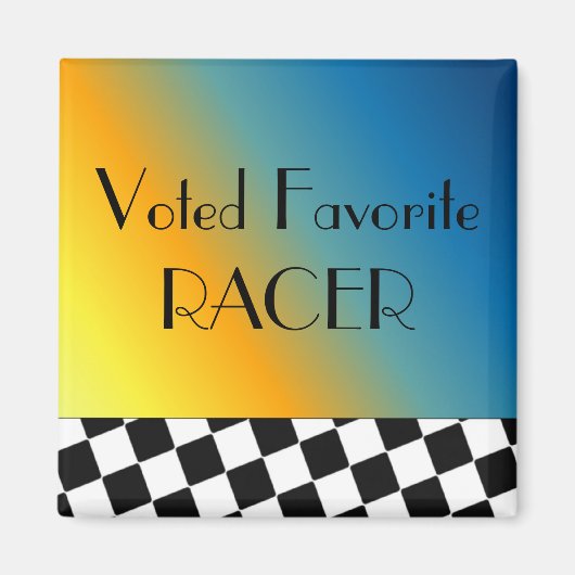 Zwart-wit racingruitpatroon magneet (Voorkant)