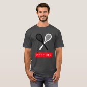 Zwart & Wit Rackets Tennis Papa Gepersonaliseerd C T-shirt (Voorkant volledig)