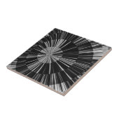 Zwart-wit radiale striped Sunburst Patroon Tegeltje (Zijkant)