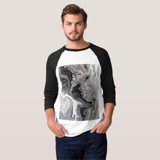 Zwart-wit raglan T-shirt - honkbal jersey (Voorkant volledig)