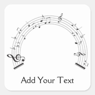 Zwart-wit Rainbow Shaped Music Personeel Vierkante Sticker
