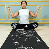 Zwart-wit Ram Zodiac Floral Yogamat