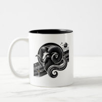 Zwart-wit Ram Zodiac Mok