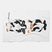 Zwart-wit Rand en Voorste Koeien Keukenhanddoek (Horizontaal)