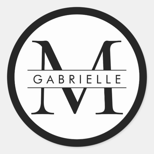 Zwart wit randmonogram voor sticker (Voorkant)