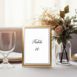 Zwart wit randschrift minimalistische bruiloft kaart<br><div class="desc">Zwart-wit Minimalistische Script Table-nummerkaarten met een zwarte rand.</div>