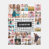 Zwart wit raster 34 foto modern minimaal stijlvol fleece deken (Voorkant)