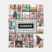 Zwart wit raster 34 foto modern, stijlvol fleece deken (Voorkant)