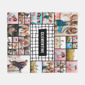 Zwart wit raster 34 foto modern, stijlvol fleece deken (Voorkant (Horizontaal))