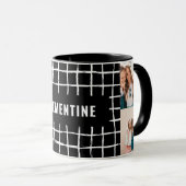 Zwart-wit raster 4 foto modern, eenvoudig mok (Voorkant rechts)