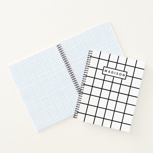 Zwart wit Raster Patroon aangepaste naam Notitieboek (Binnen)
