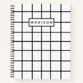 Zwart wit Raster Patroon aangepaste naam Notitieboek (Voorkant)