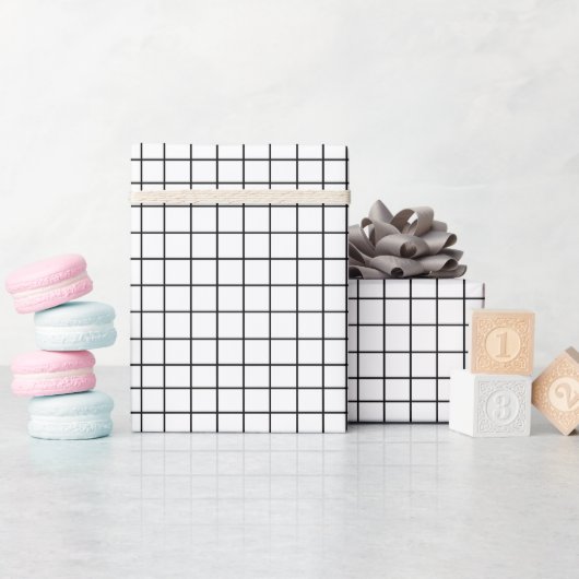 Zwart wit rasterpatroon cadeaupapier (Baby Shower)