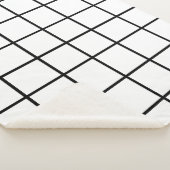 Zwart wit rasterpatroon sherpa deken (3/4)