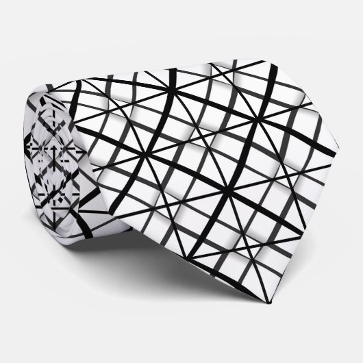 Zwart-wit rasterpatroon stropdas (Opgerold)